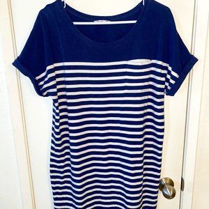 Liz Claiborne Striped Navy/White T-shirt Dress - L